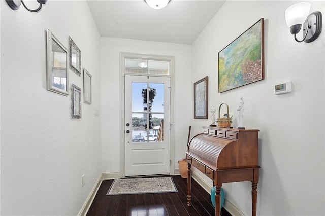 entryway with wood-type flooring