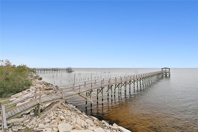 view of dock featuring a water view