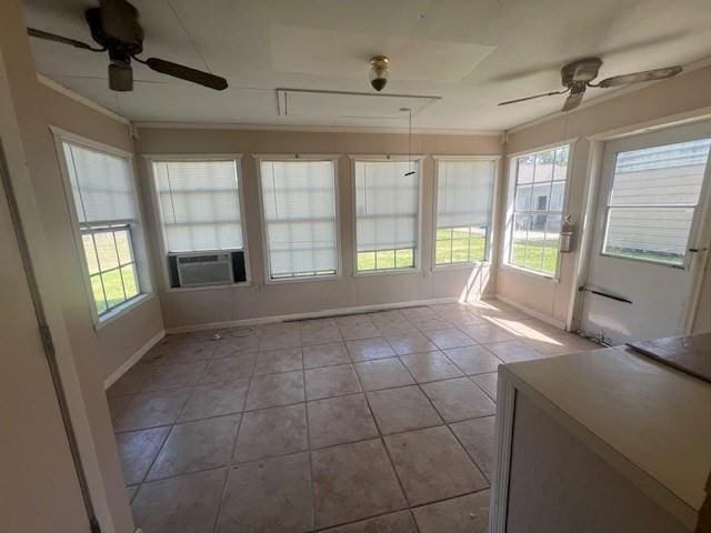 119 Crestwood Dr, Houma, LA 70364 - unfurnished sunroom featuring ceiling fan and cooling unit