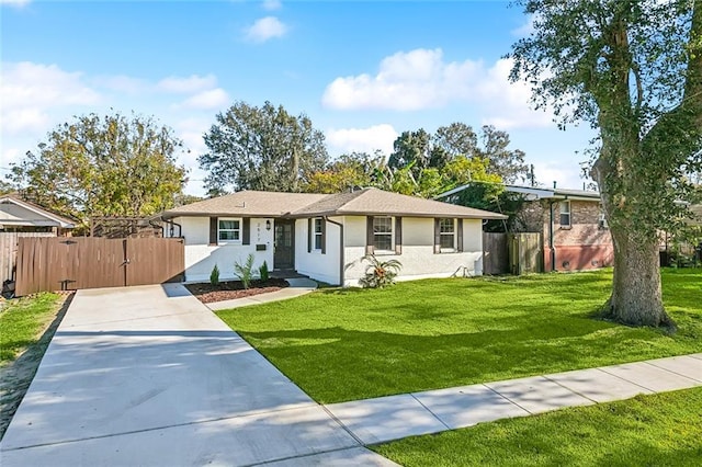 ranch-style house with a front yard