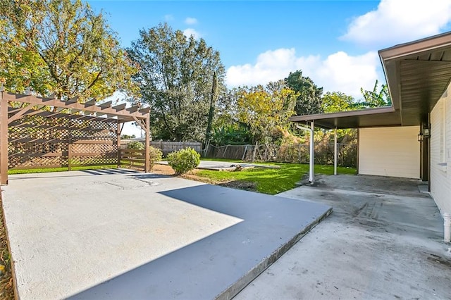 view of patio / terrace featuring a pergola