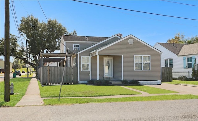 view of front of home with a front yard