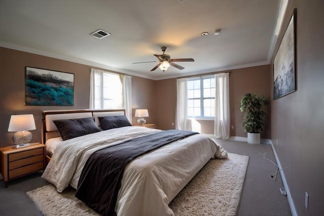 3000 Arlington St, Jefferson, LA 70121 - carpeted bedroom with ornamental molding and a ceiling fan