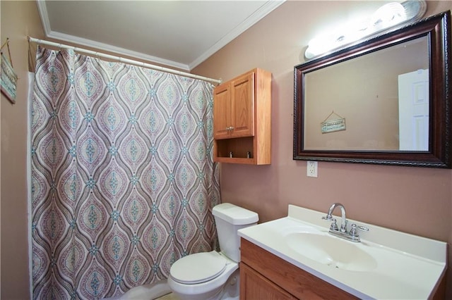 3000 Arlington St, Jefferson, LA 70121 - full bathroom with vanity, ornamental molding, and a shower with shower curtain