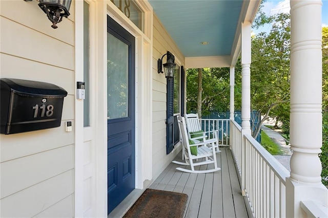 deck with covered porch