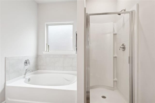 bathroom with plus walk in shower