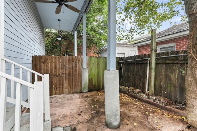 view of property exterior with ceiling fan