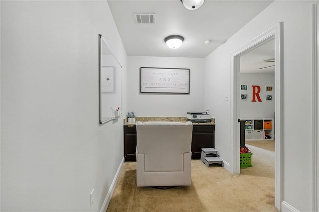 home office featuring carpet floors