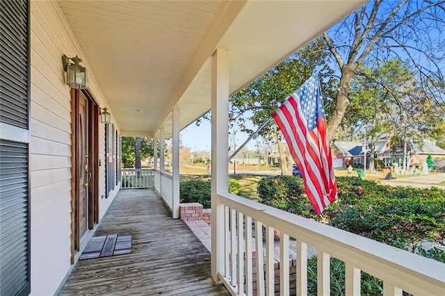 deck featuring a porch