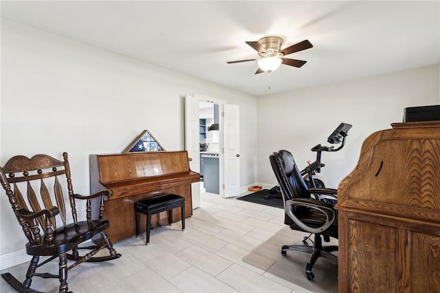 office area featuring ceiling fan