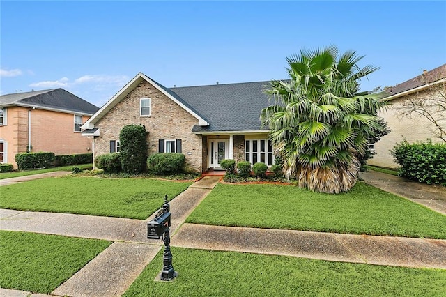 view of front facade with a front yard