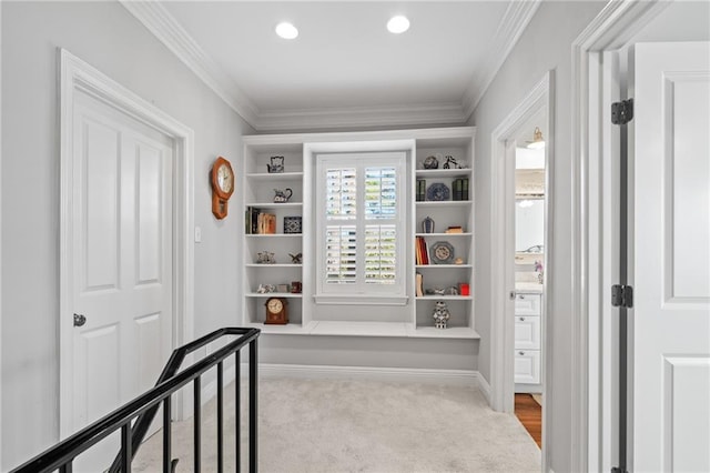 spacious closet with light carpet