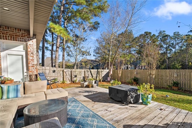 deck with an outdoor living space