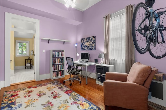 office space with hardwood / wood-style flooring