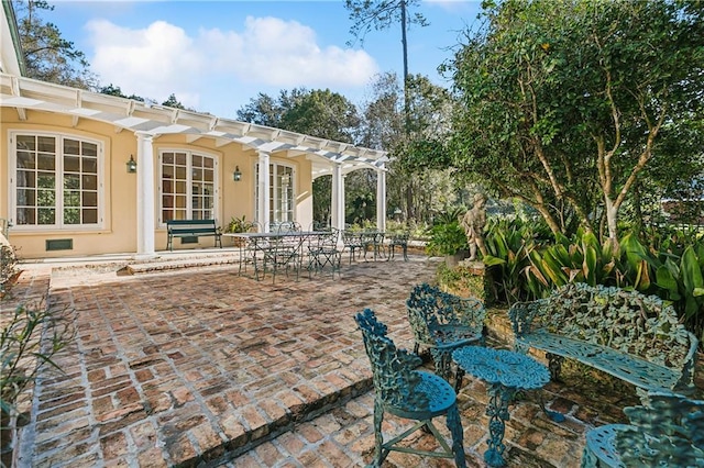 view of patio / terrace featuring a pergola