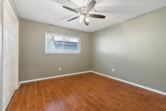 unfurnished room with ceiling fan