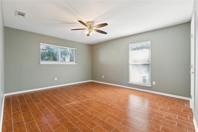 spare room featuring ceiling fan