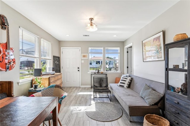 living room featuring light hardwood / wood-style floors