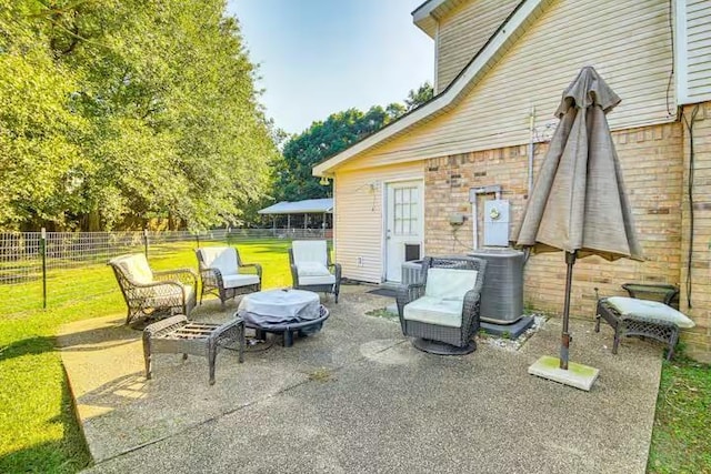 view of patio featuring an outdoor hangout area and cooling unit