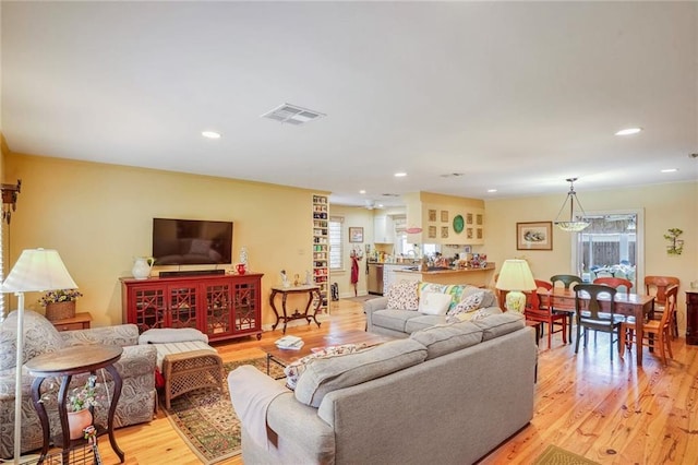 living room featuring light hardwood / wood-style floors