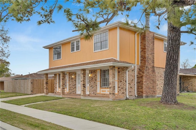 view of front of house featuring a front lawn