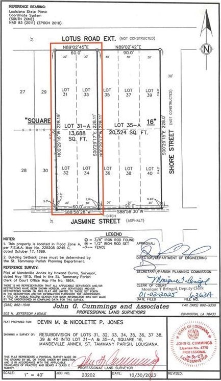 1313 Jasmine St, Mandeville LA, 70448 land for sale