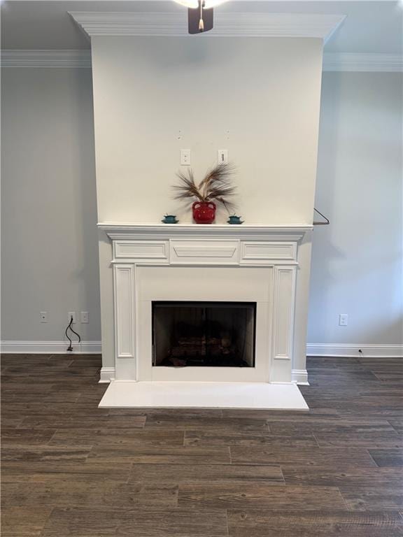 details featuring ornamental molding and wood-type flooring