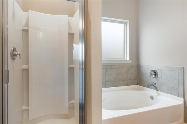 bathroom with plus walk in shower