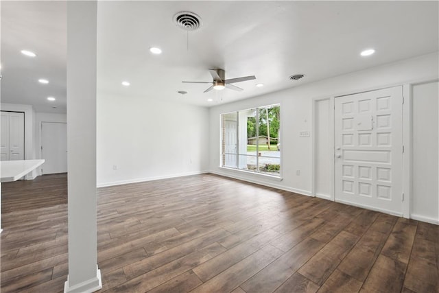 309 W Joan St, Gonzales, LA 70737 - interior space featuring ceiling fan and dark wood-type flooring