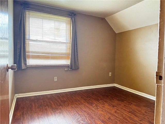 additional living space with hardwood / wood-style flooring and lofted ceiling