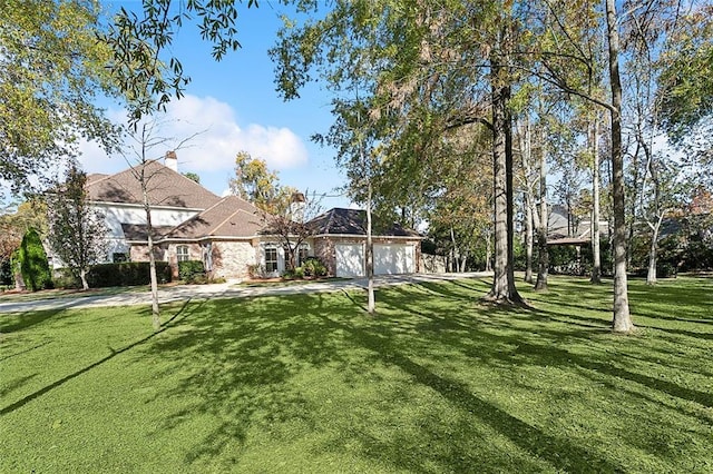 exterior space with a garage