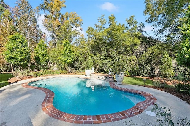 view of swimming pool with a patio area