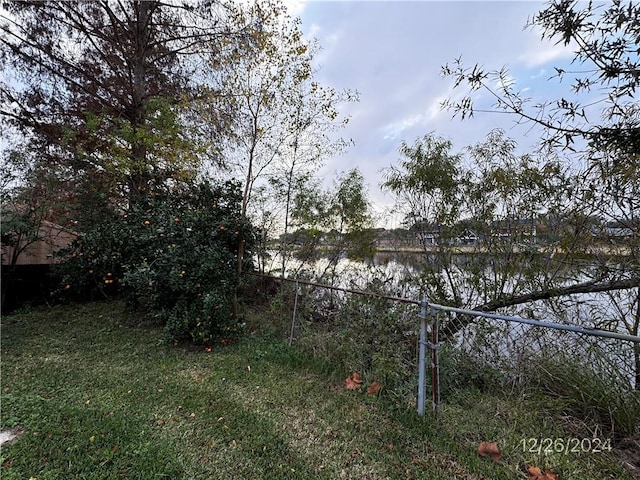 view of yard featuring a water view