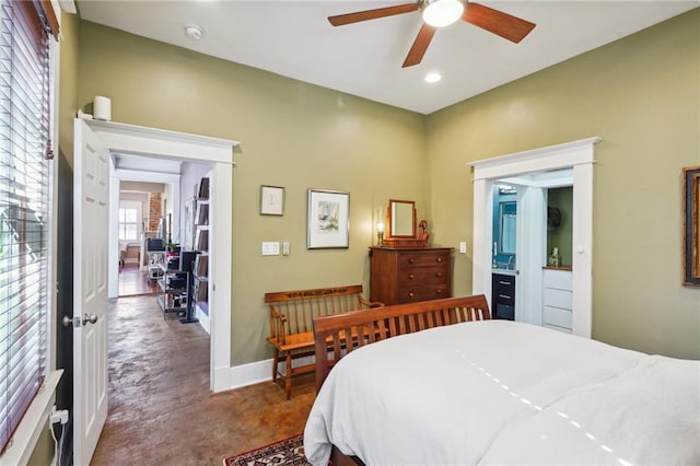 bedroom featuring ceiling fan