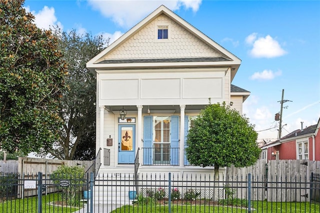 view of front of property featuring covered porch