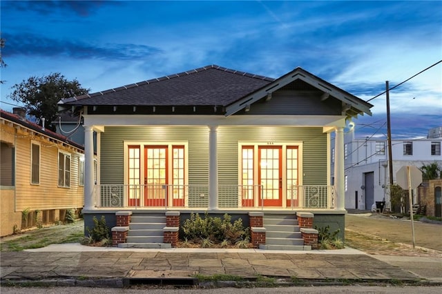 view of front facade featuring covered porch