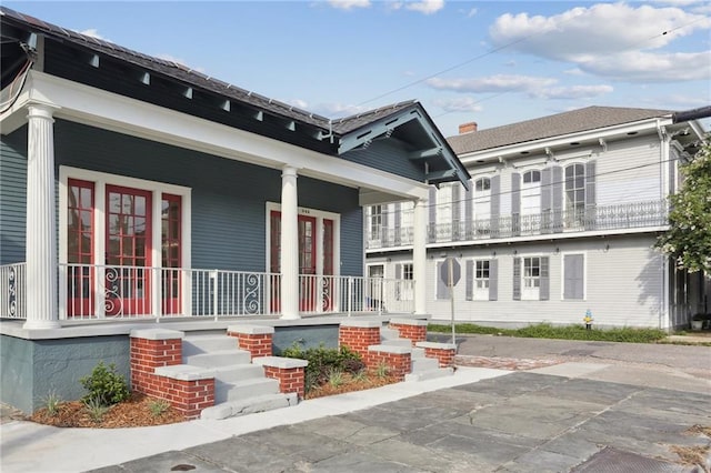 exterior space with covered porch