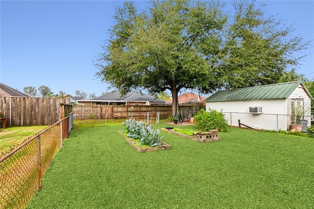 view of yard featuring an AC wall unit