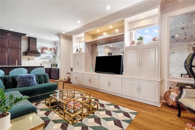 living room with light wood-type flooring