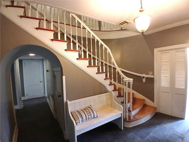 stairway with ornamental molding