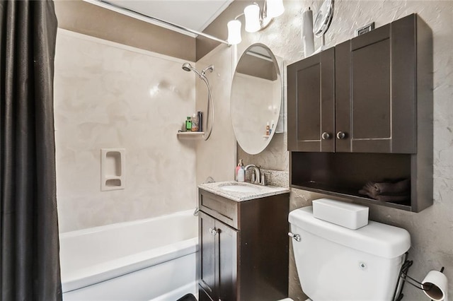 full bathroom featuring vanity, toilet, and shower / tub combo