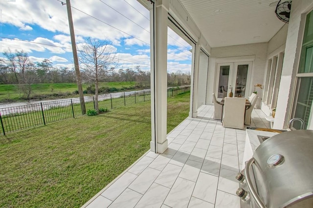 sunroom with french doors