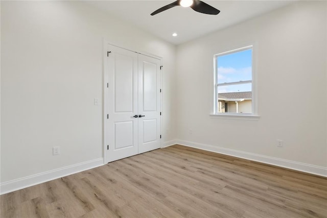 3124 Utah St, Kenner, LA 70065 - unfurnished bedroom with wood finished floors, a closet, recessed lighting, and ceiling fan