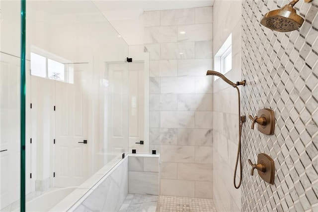 bathroom with tiled shower