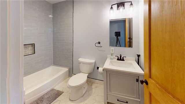 1735 Touro St, New Orleans, LA 70116 - bathroom with tile patterned floors, shower / bath combination, toilet, and vanity