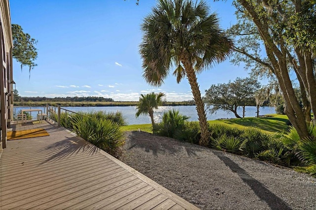 view of dock featuring a water view