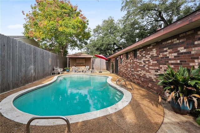 view of swimming pool with a patio area