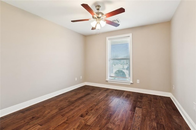 unfurnished room featuring hardwood / wood-style floors and ceiling fan