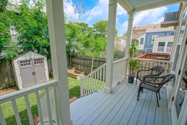 deck with a storage unit