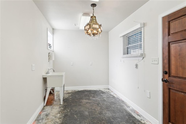 interior space with a notable chandelier